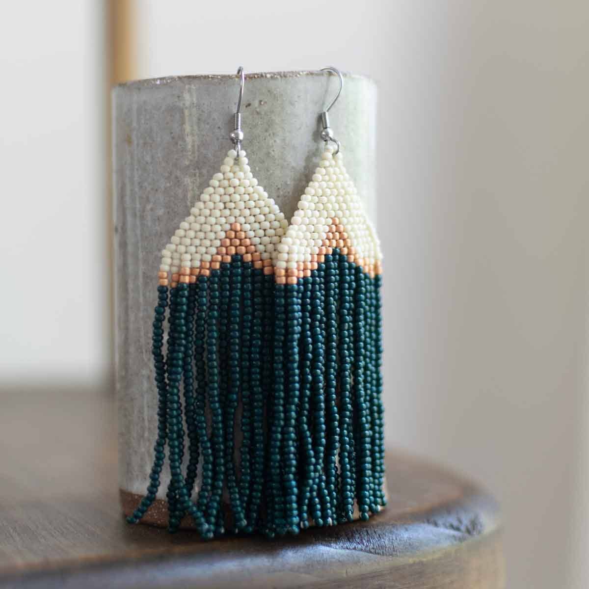 Beaded Fringe Earrings in Adorno