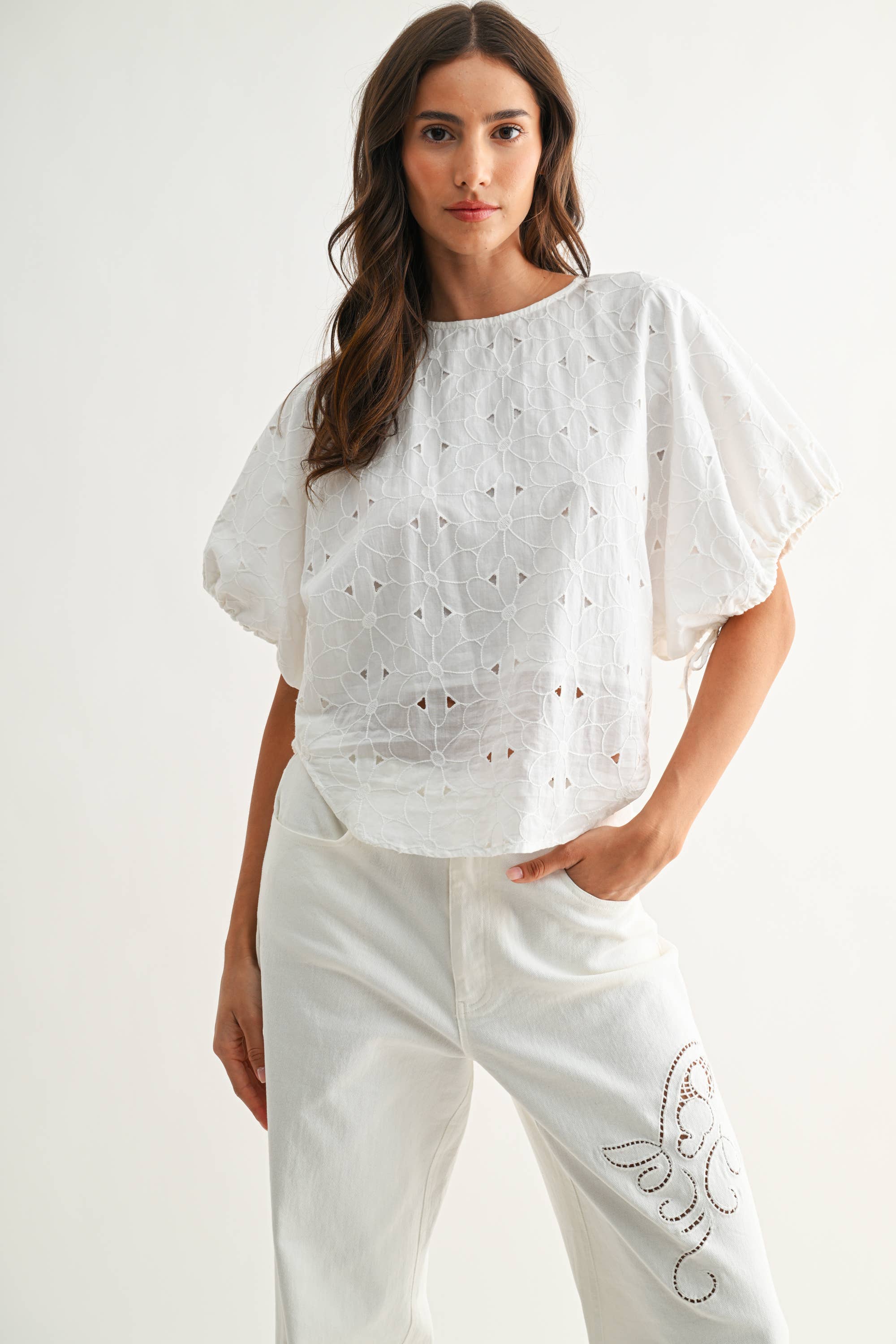 CJT26751 Embroidered White Cotton Blouse