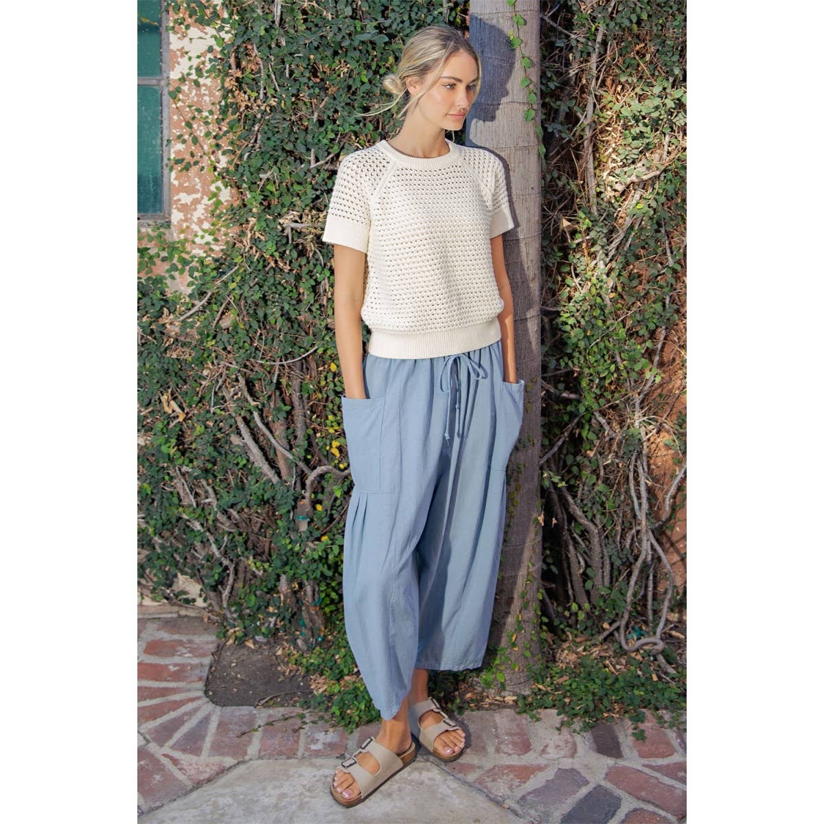 WIDE LEG PANTS: Spring Blue
