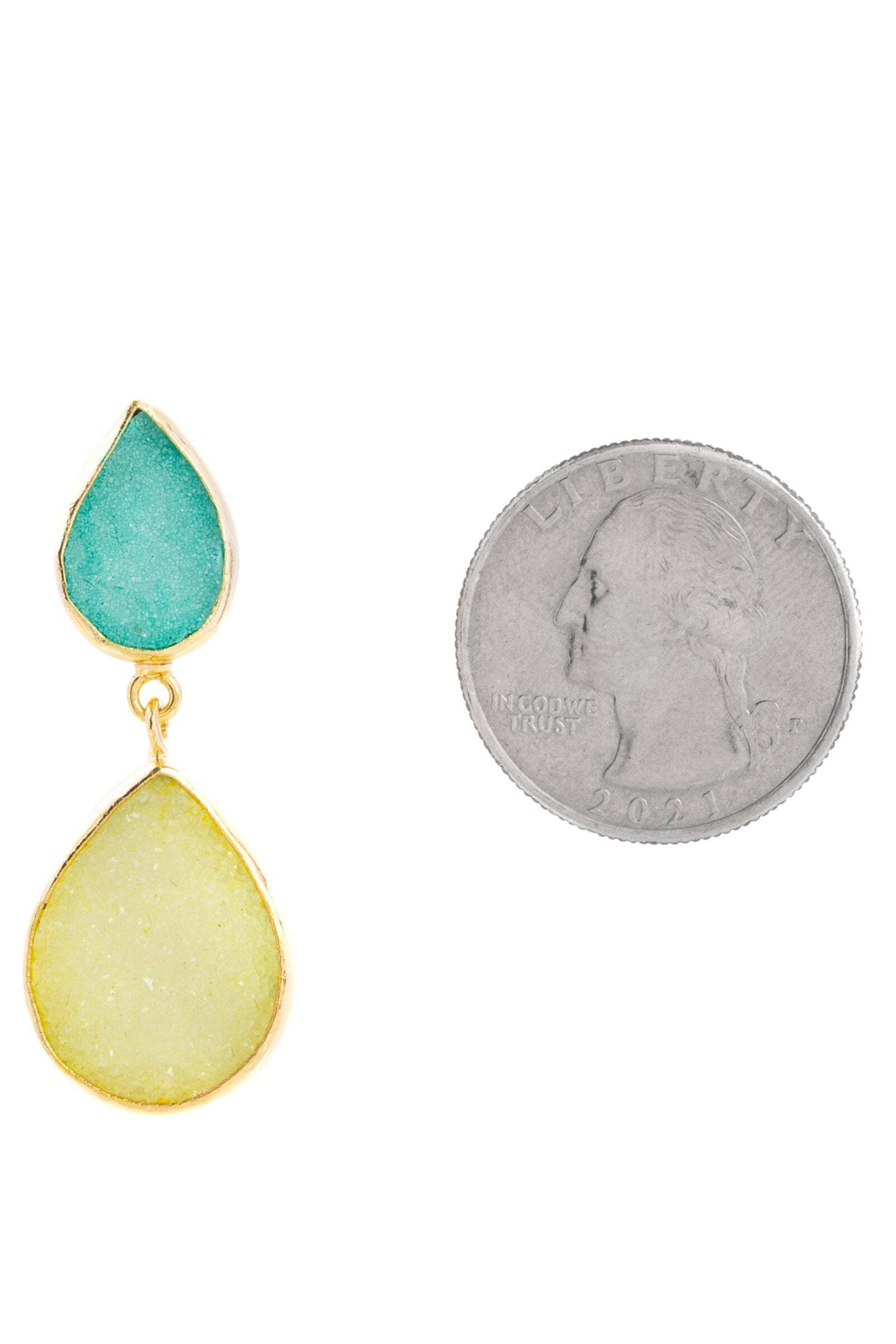 Double Druzy Dangle Earrings