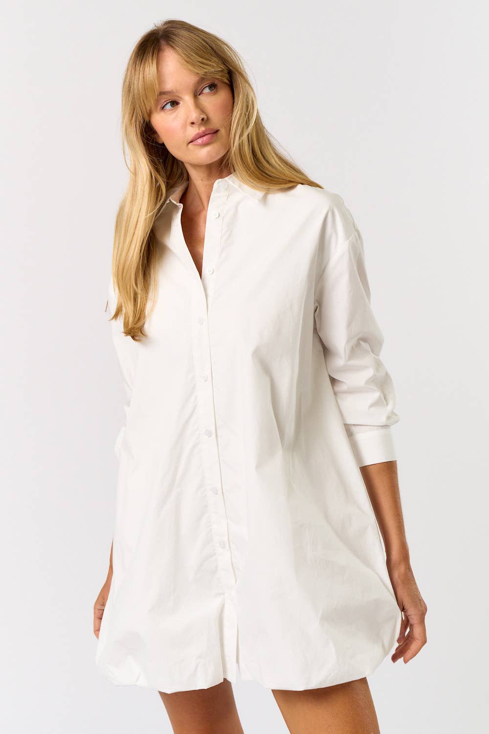 ILD5168 BUTTON DOWN SHIRT BUBBLE DRESS