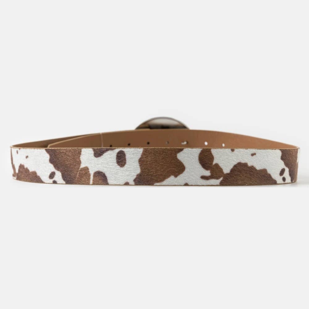Glossy Longhorn Buckle Western Vegan Leather Belt