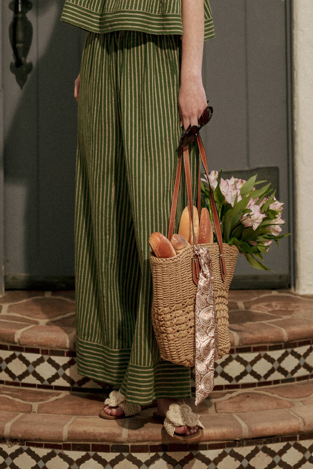 STRIPED PRINT GREEN SET
