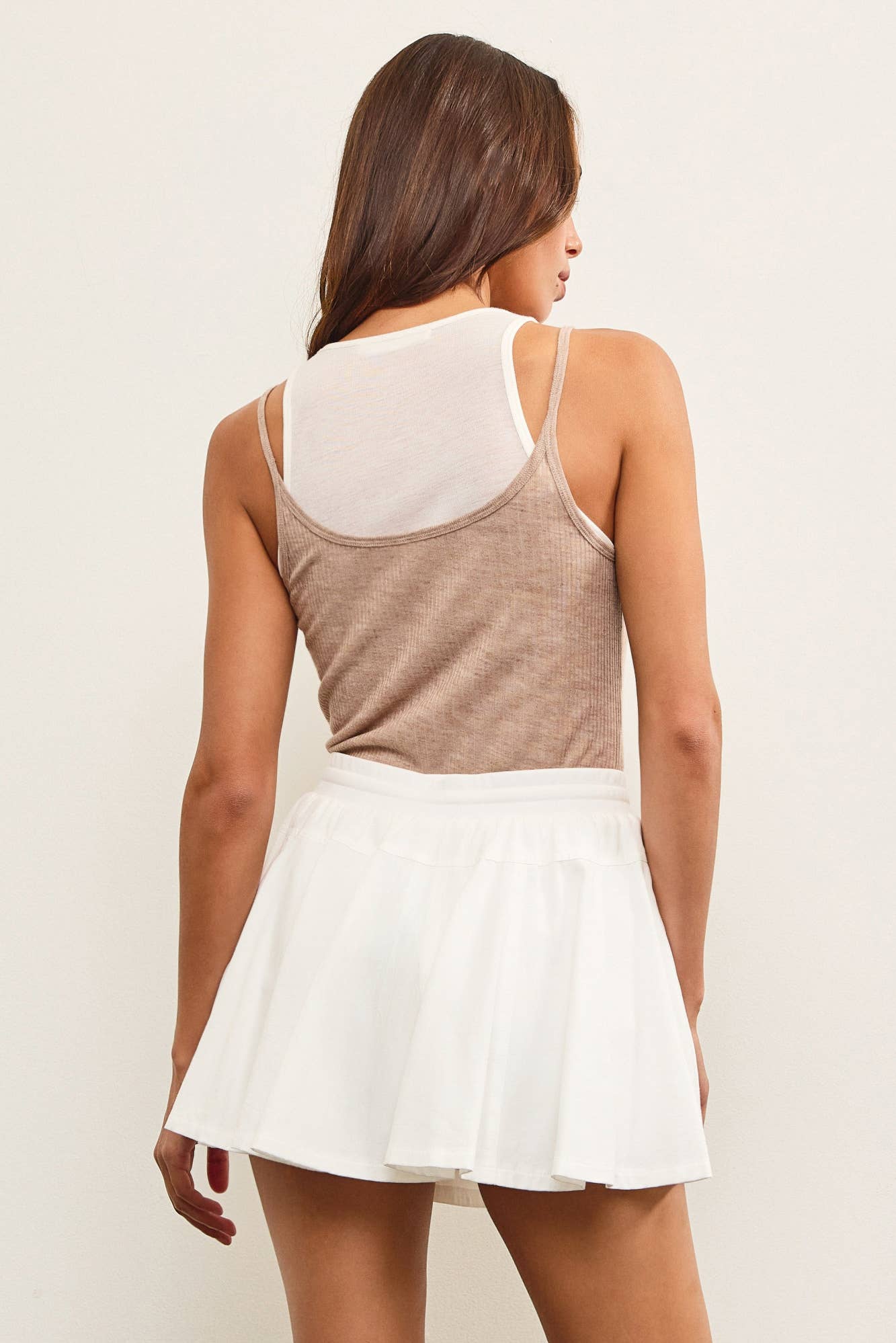 DOUBLE LAYER SLEEVELESS TOP - CEREAL