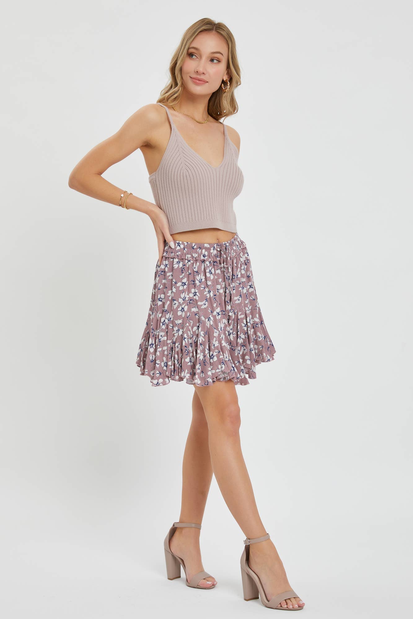 SK9060 FLORAL MINI SKIRT