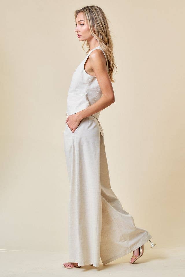 SIP6309A WIDE LEG PLEADED LINEN PANTS