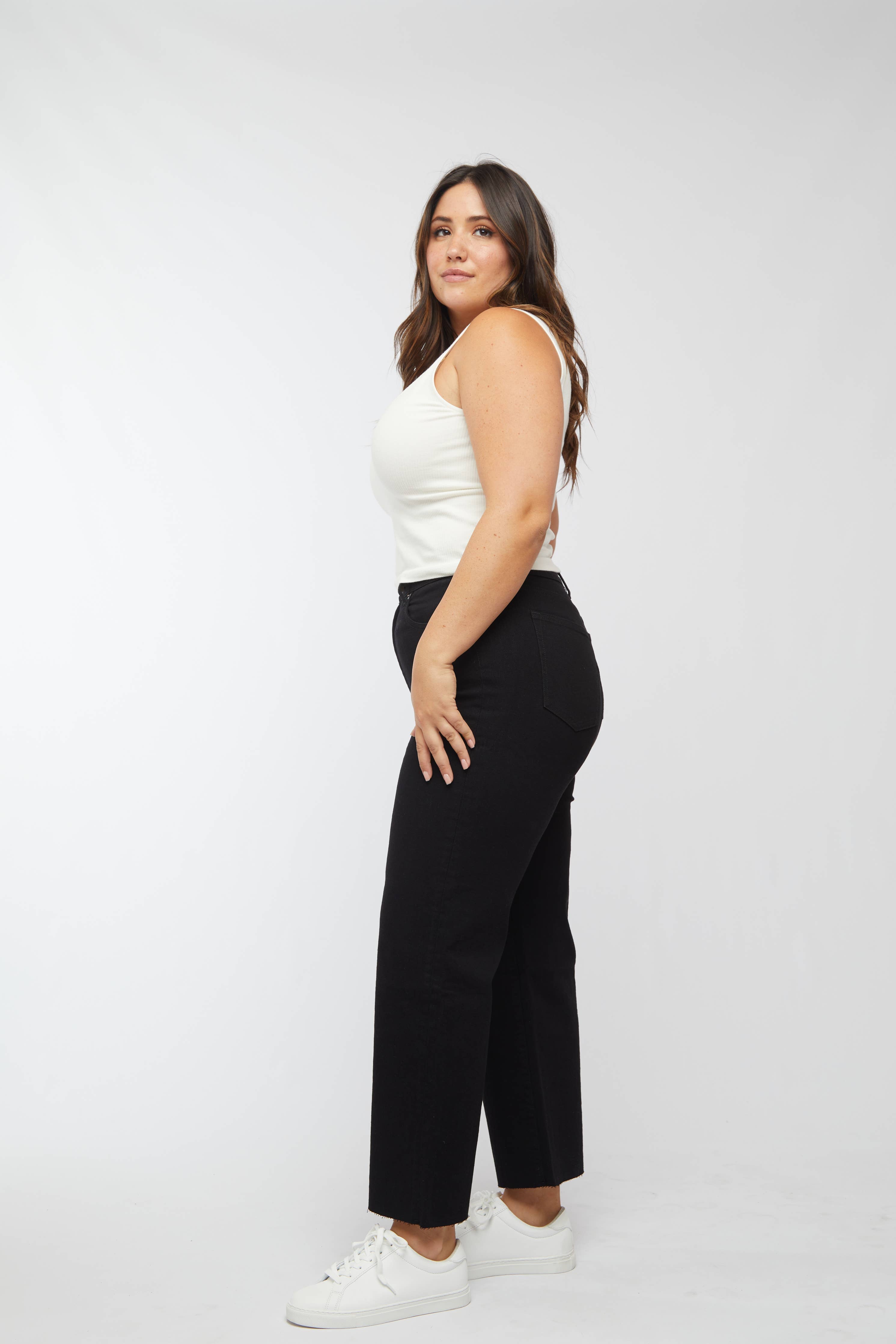 Aberdeen Ankle Crop High Rise Jean, Black