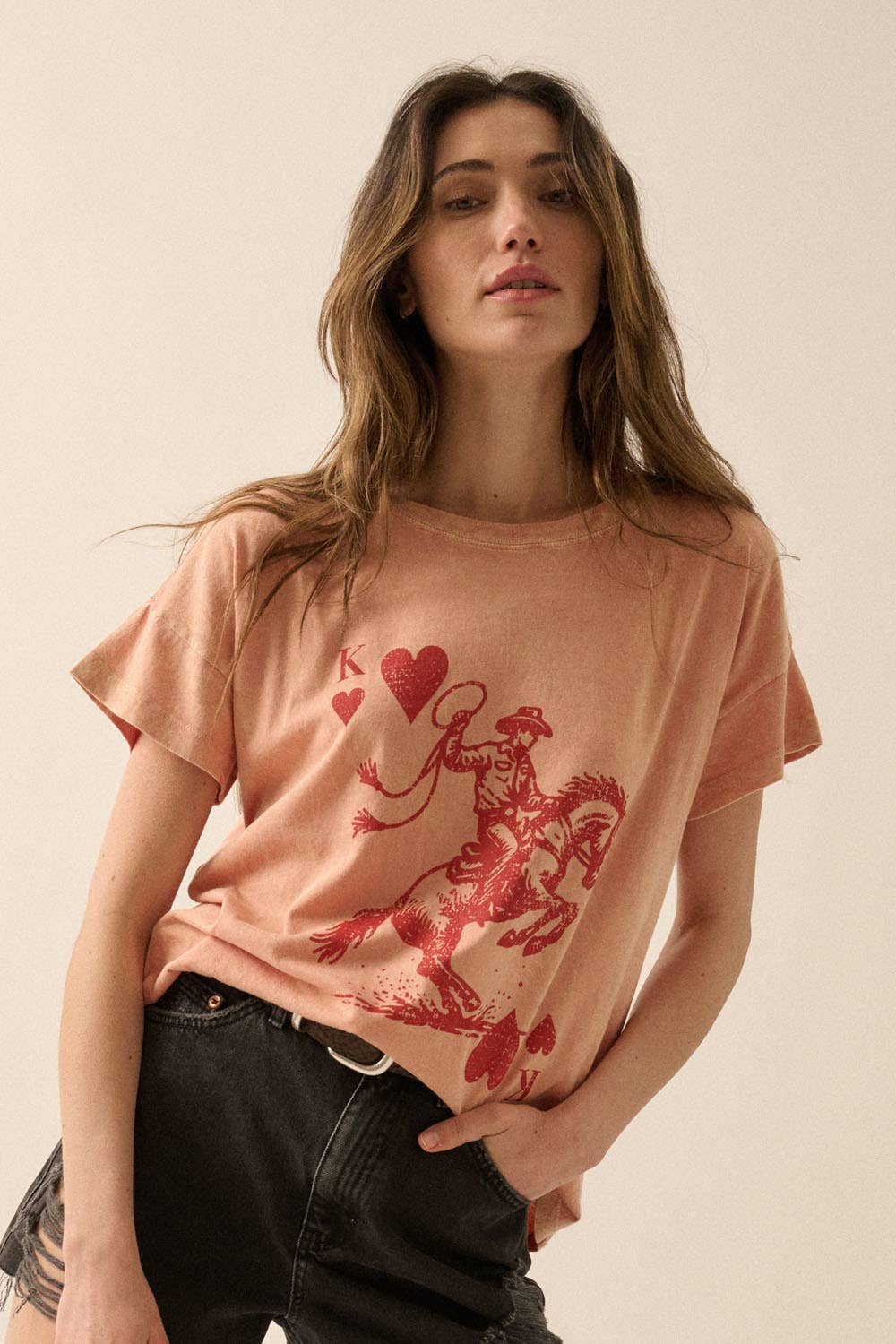 Cowboy King of Hearts Vintage-Wash Graphic Tee