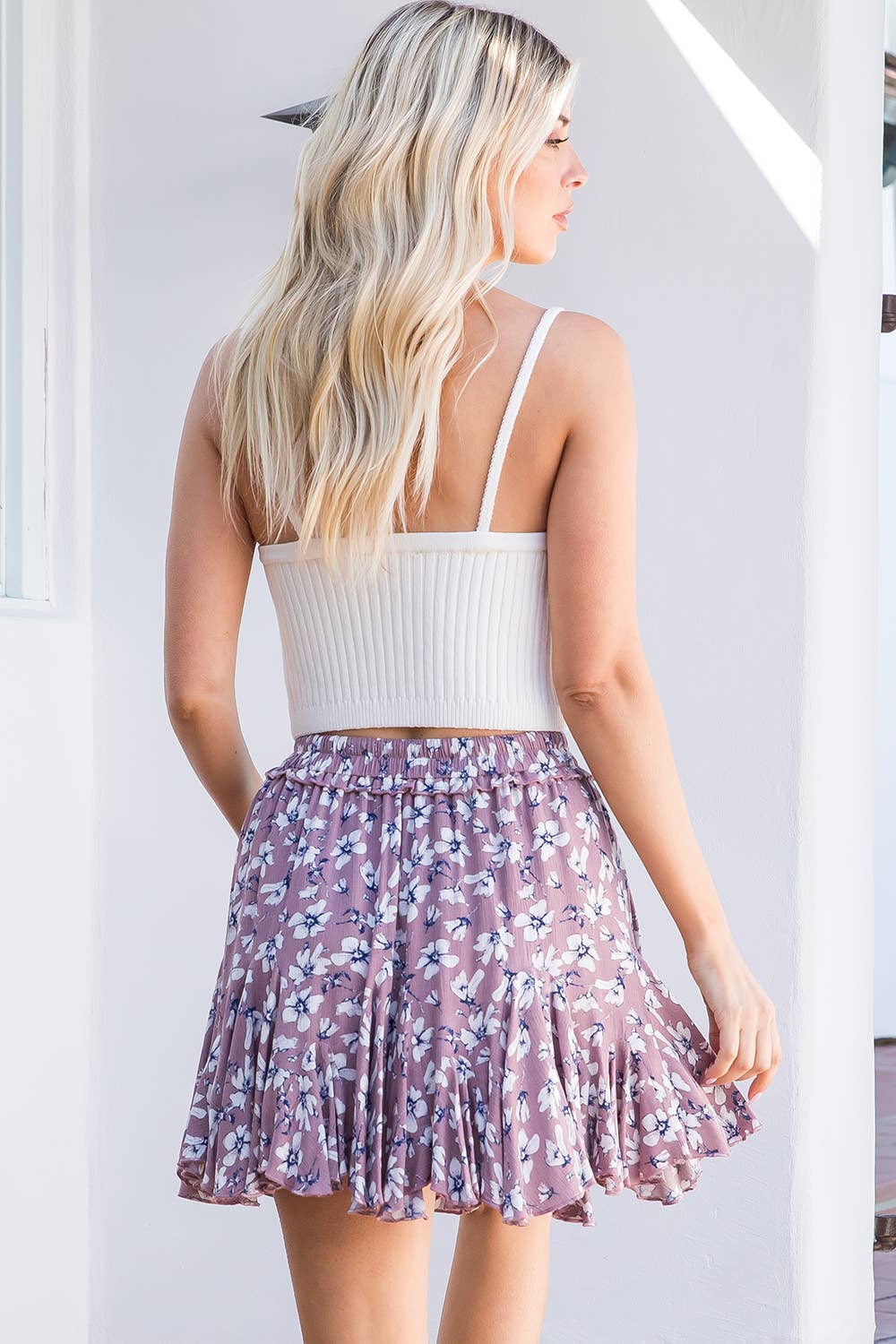SK9060 FLORAL MINI SKIRT