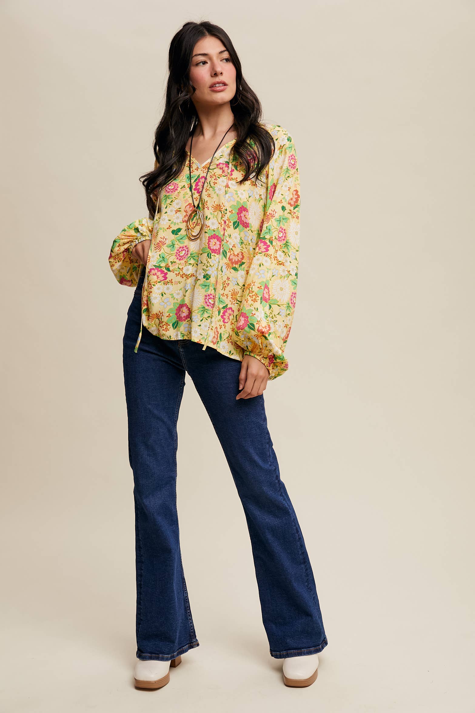 Sunlit Garden Balloon Sleeve Blouse