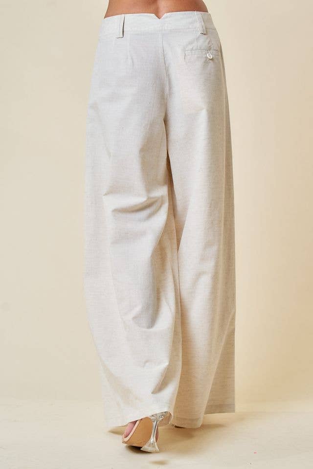 SIP6309A WIDE LEG PLEADED LINEN PANTS