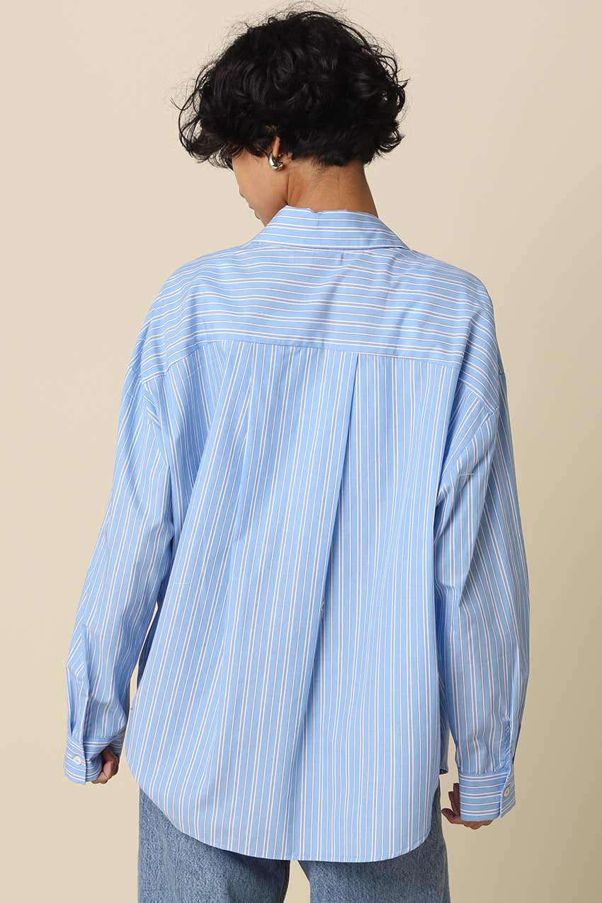Macy Oversized Striped Shirt - Blue