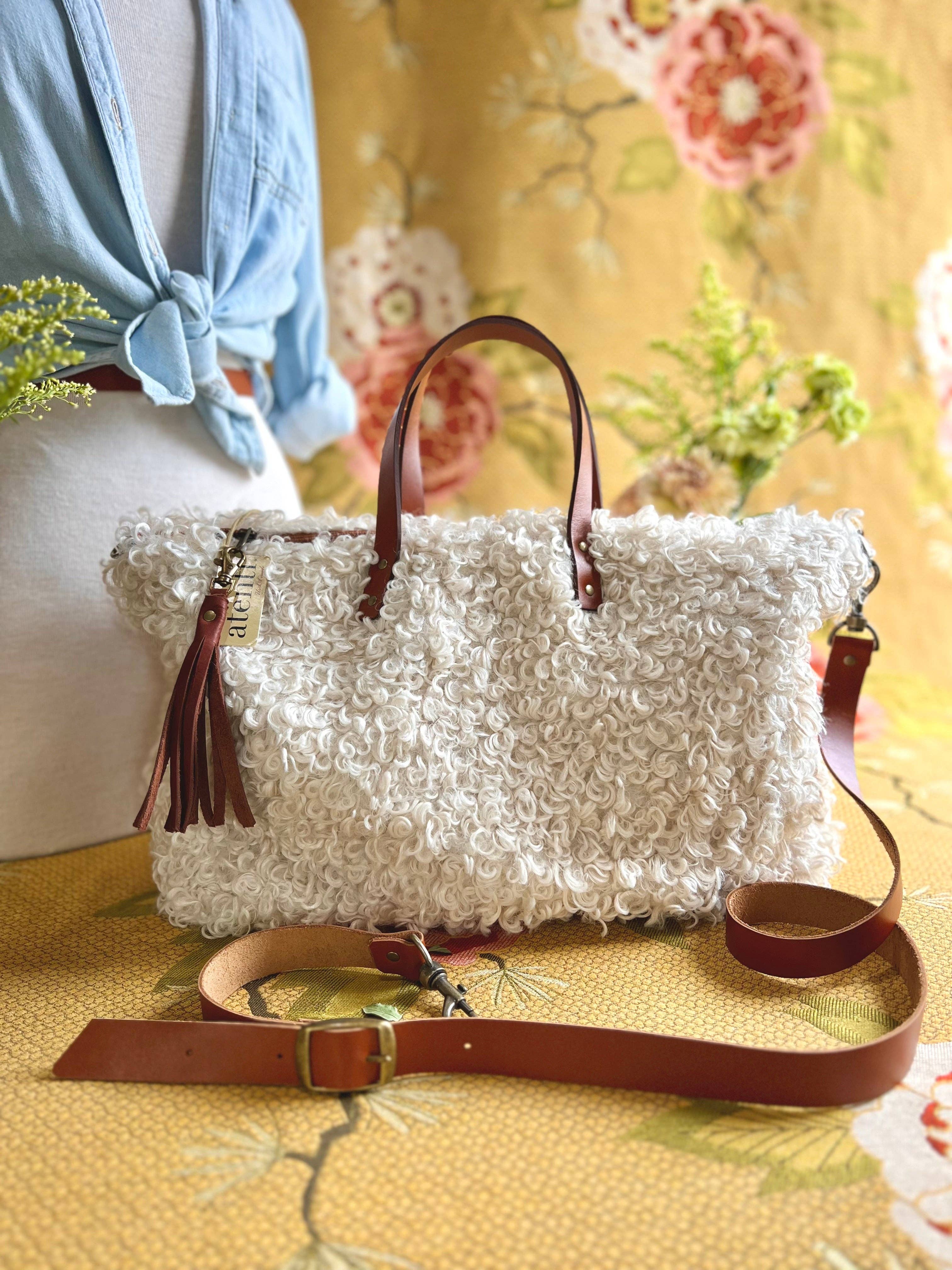 USA Handcrafted Carryall Tote Bag: Curly Cute Buddy Bag