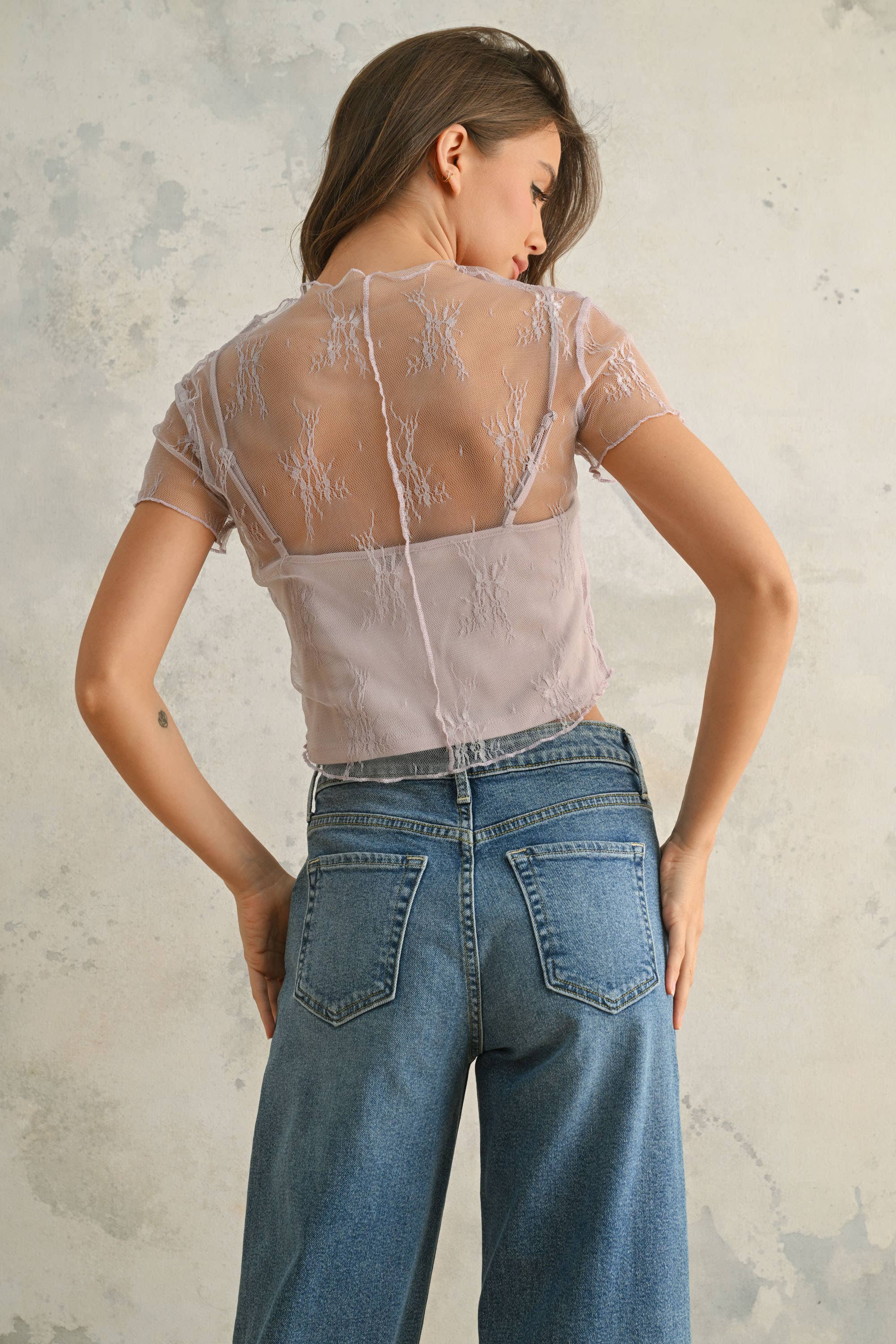 T2613     LACE FABRIC WITH TANK TOP LINED TOP