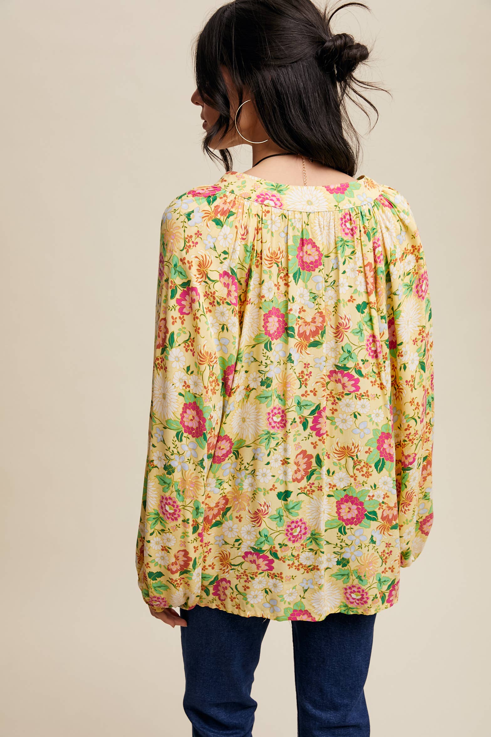 Sunlit Garden Balloon Sleeve Blouse