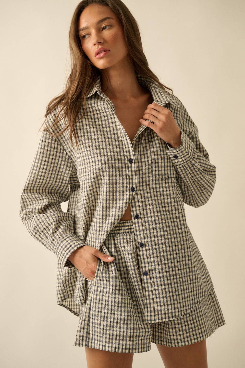 Plaid Textured Seersucker Set