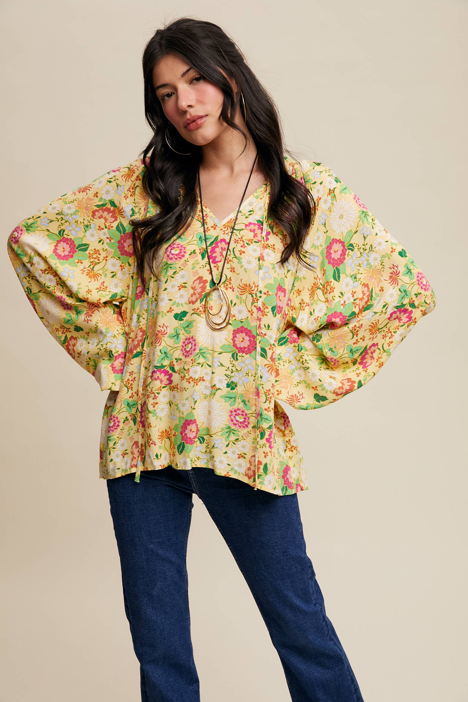 Sunlit Garden Balloon Sleeve Blouse