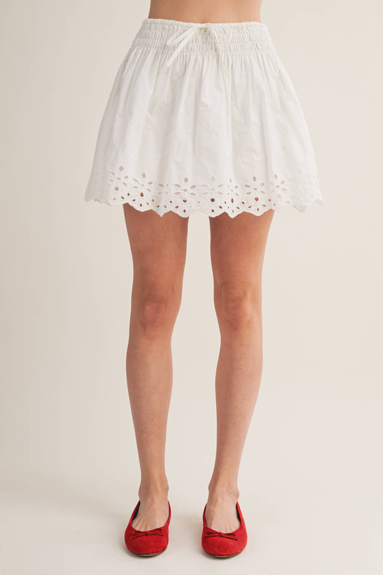 EYELET EMBROIDERED SKORT