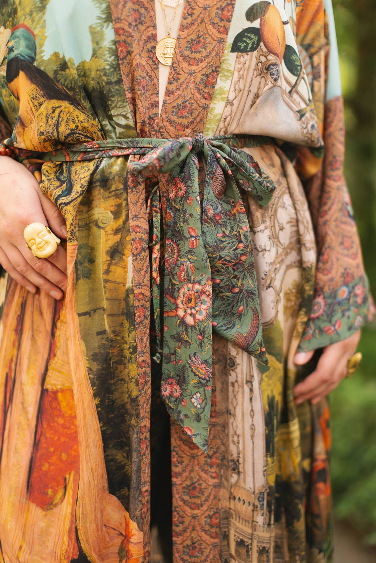 Secret Garden Opera Duster Kimono Robe w/ Swan, Fan