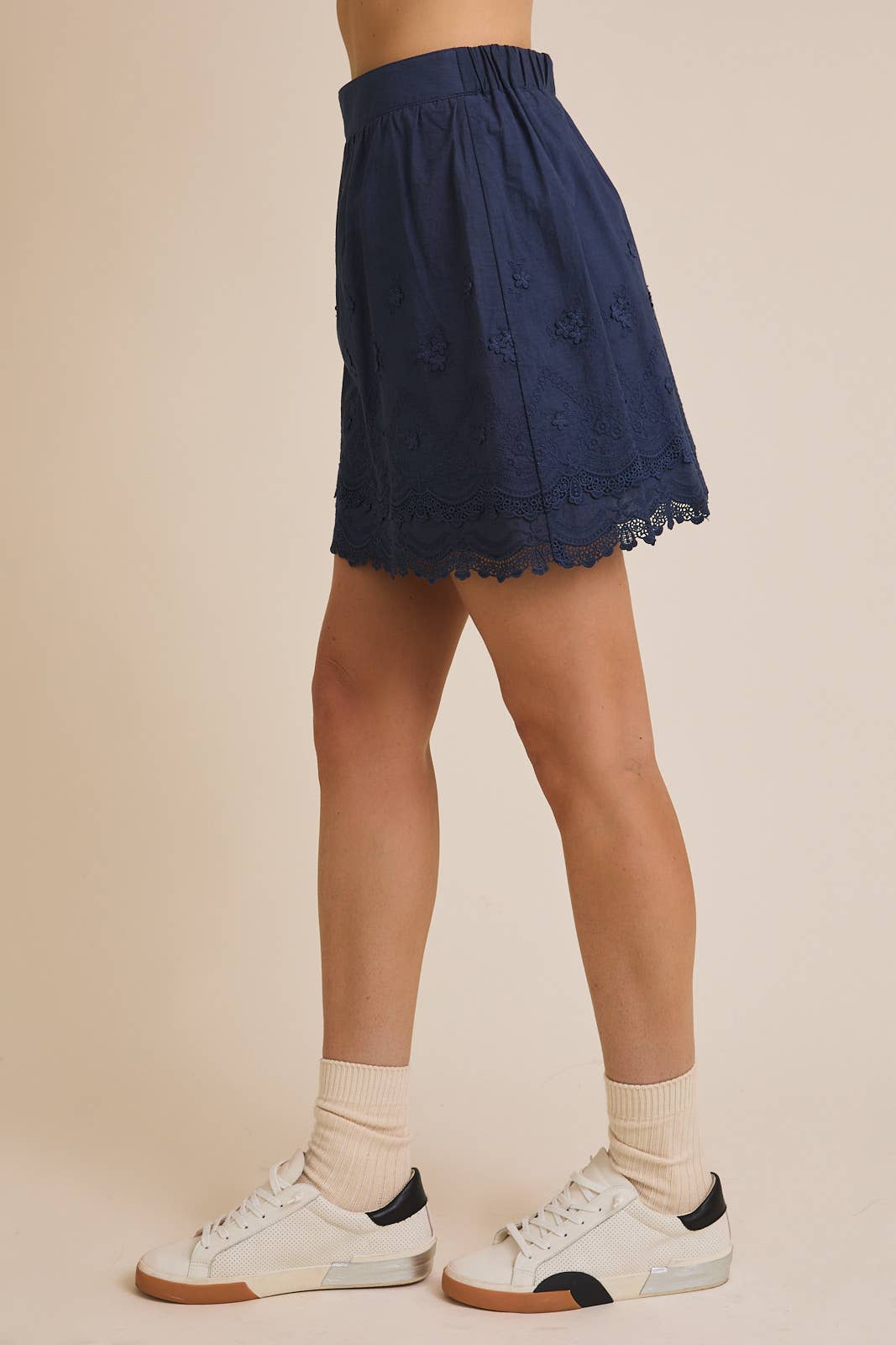COTTON EYELET SKIRT WITH LINED SKIRT