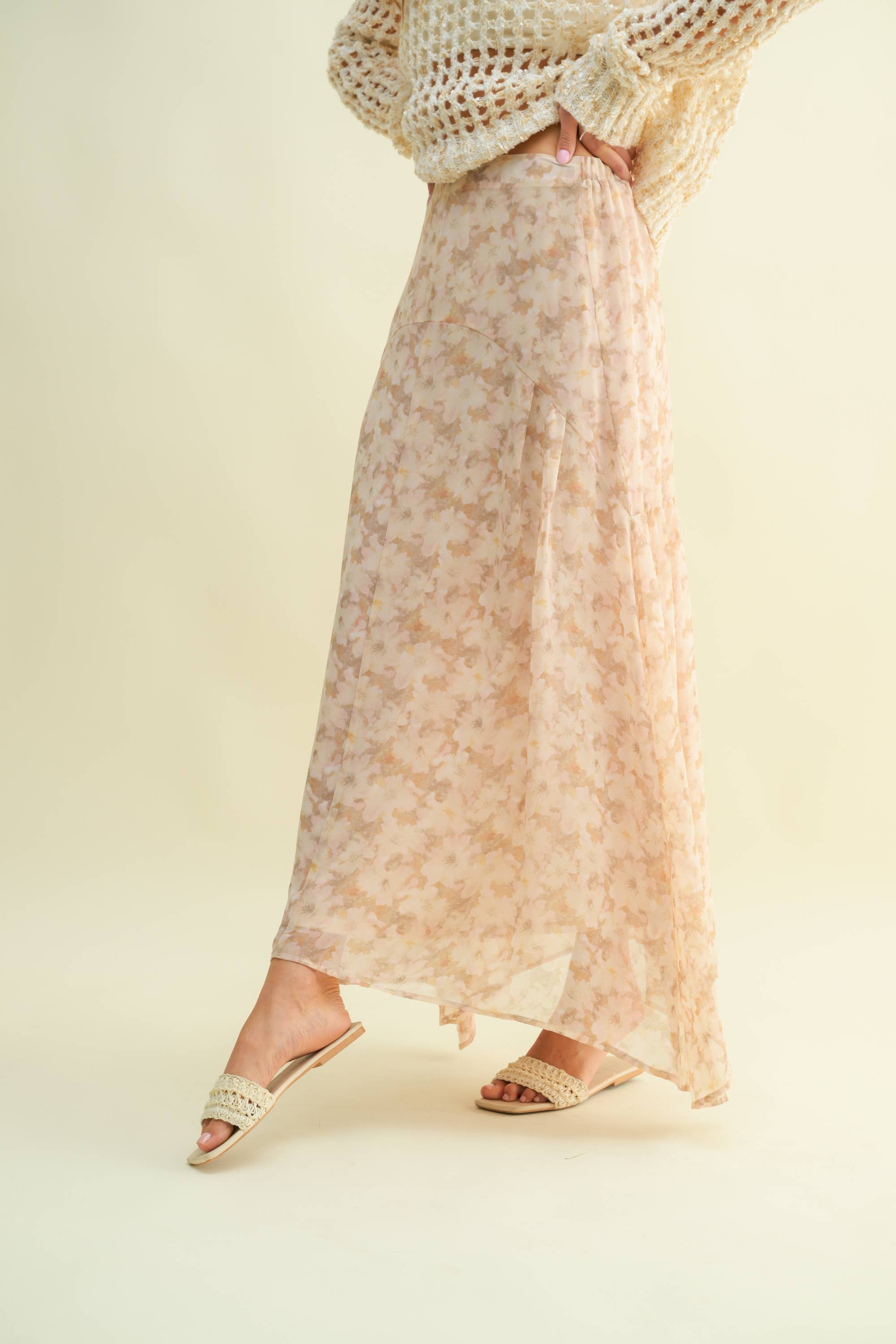 CS15077J - FLORAL WOVEN MAXI SKIRT