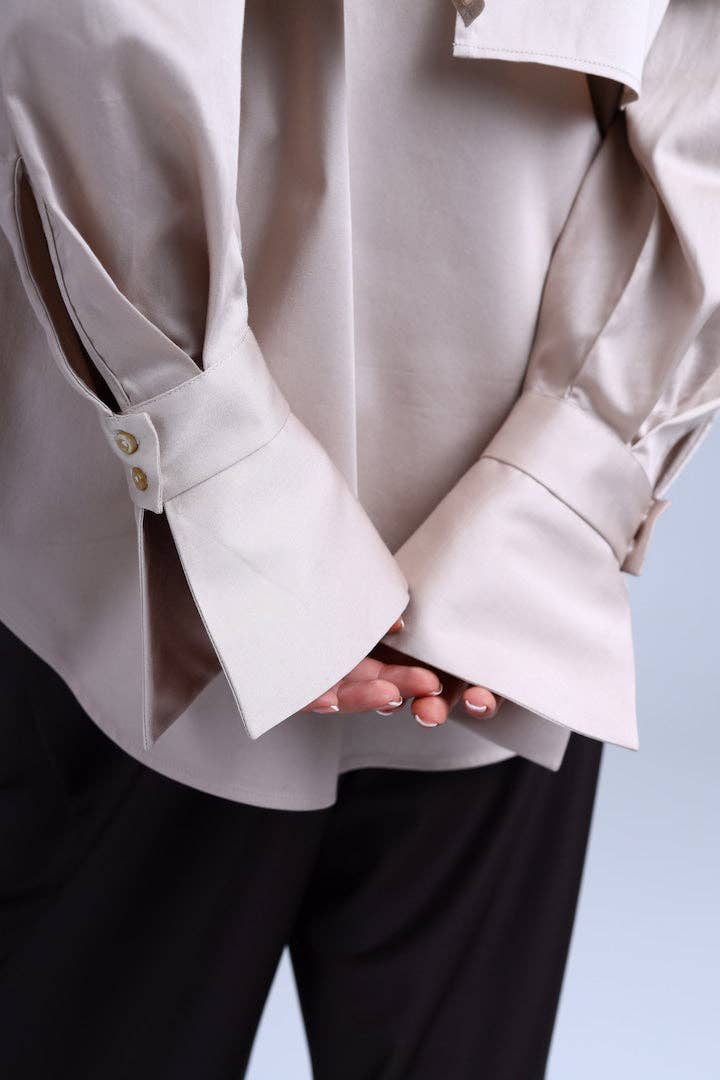 Diva Business Style Beige Organic Cotton Shirt