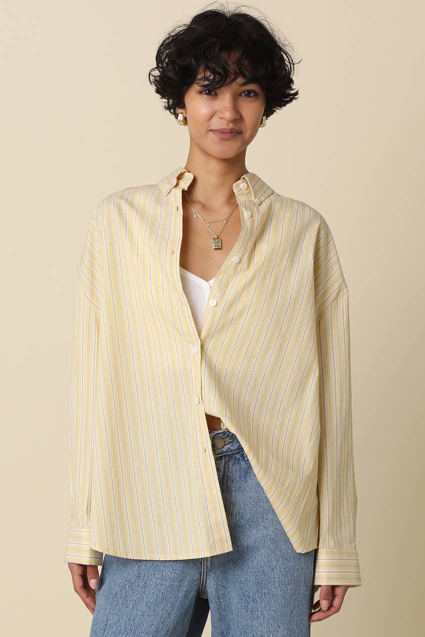 Macy Oversized Striped Shirt - Yellow