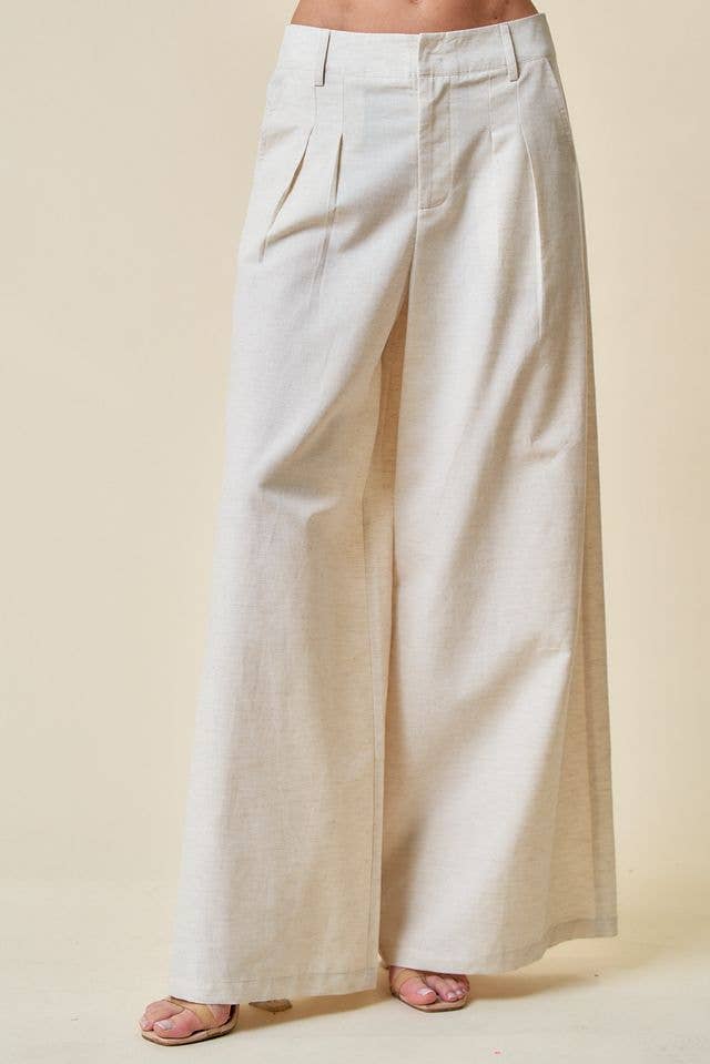 SIP6309A WIDE LEG PLEADED LINEN PANTS