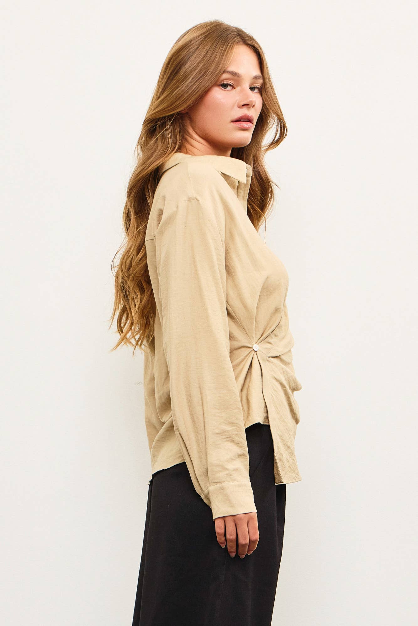 WRAP FRONT BUTTON DOWN SHIRT