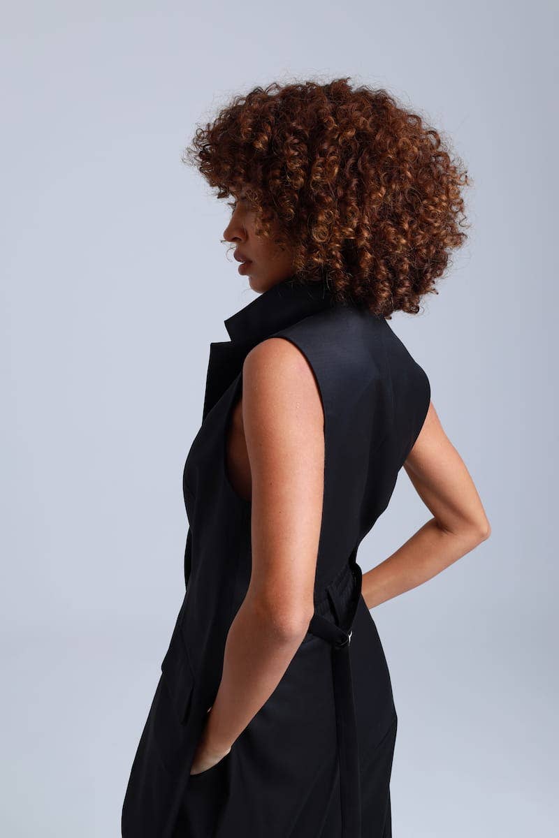 Liza Italian Design Black Virgin Wool Waistcoat
