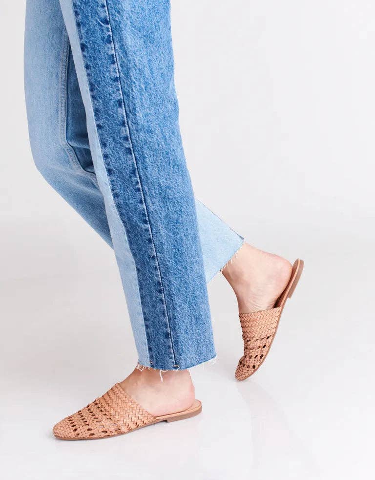 LILY- VINTAGE PINK signature woven leather mules