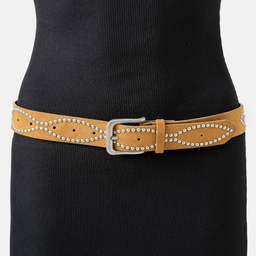 Western Studded Pattern Vegan Leather Belt