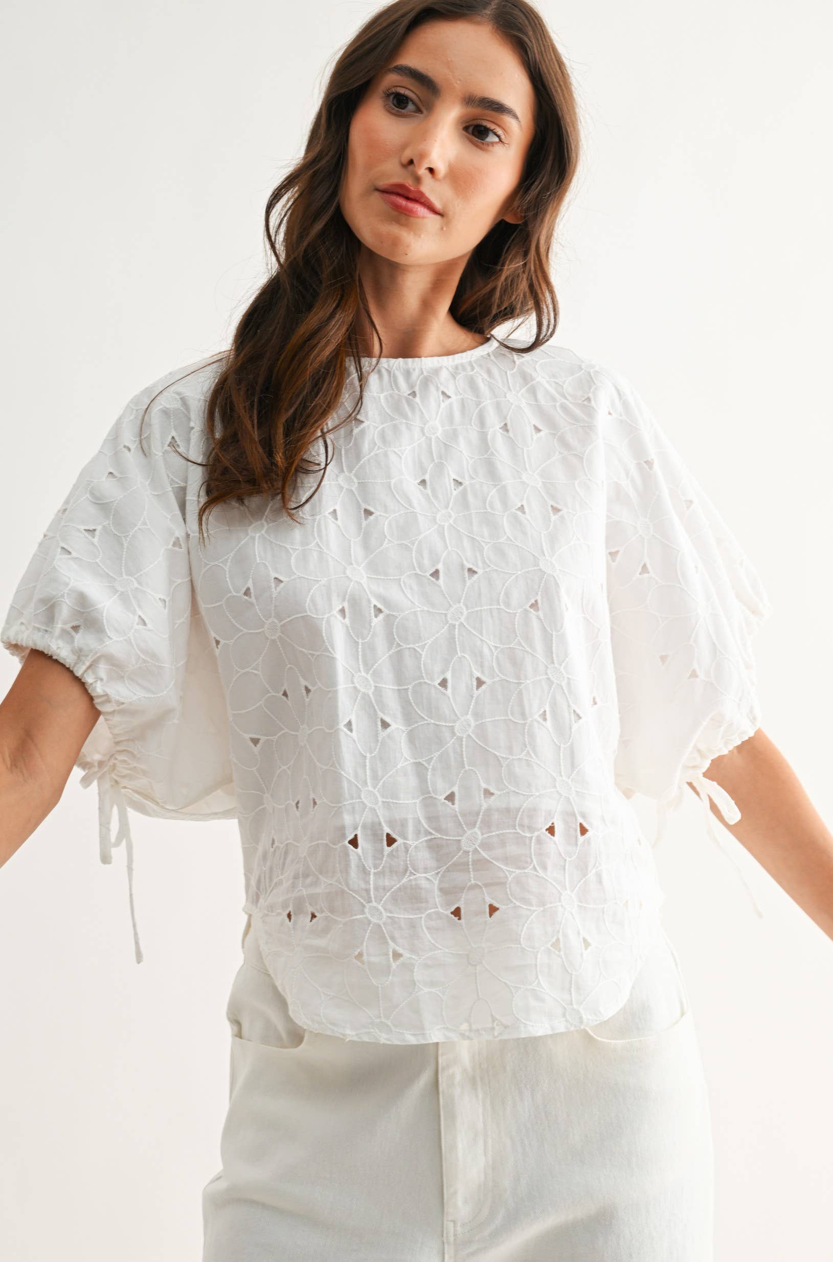 CJT26751 Embroidered White Cotton Blouse