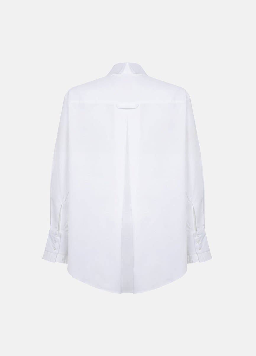 Settima Ruffled White Organic Cotton Shirt