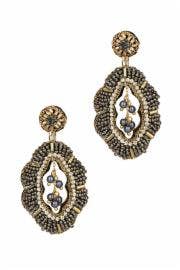 Rococo Leather Beaded Statement Handmade Drop Earring
