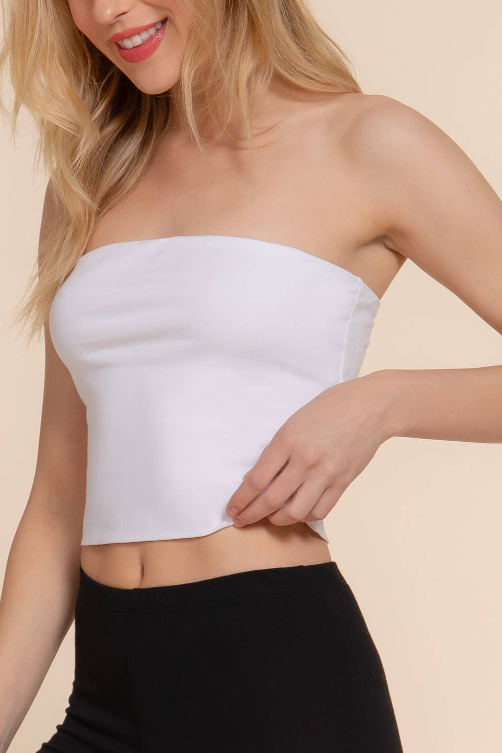 Solid Crop Tube Top: WHITE