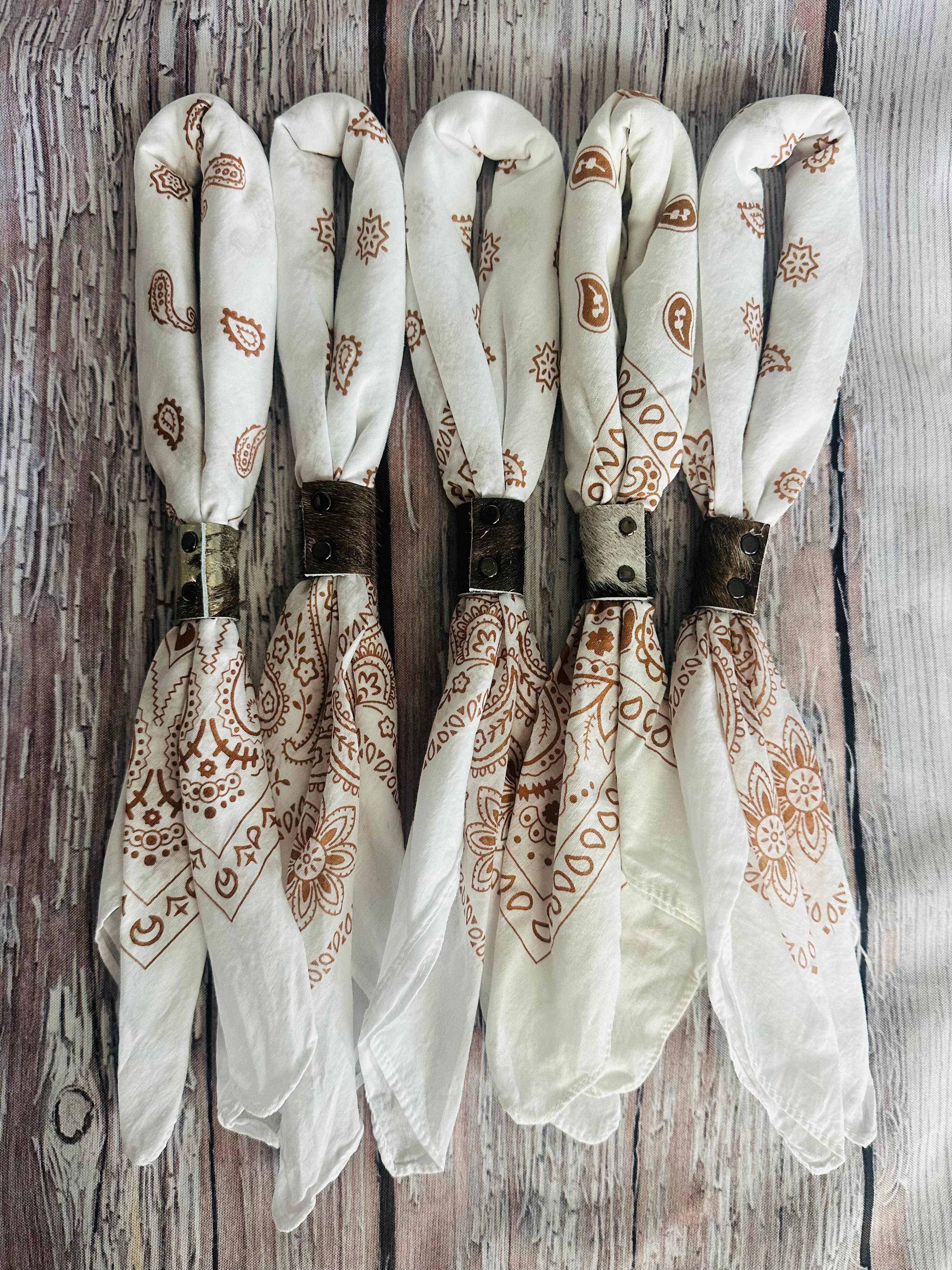 Ivory & Brown Hand Dyed Bandanas