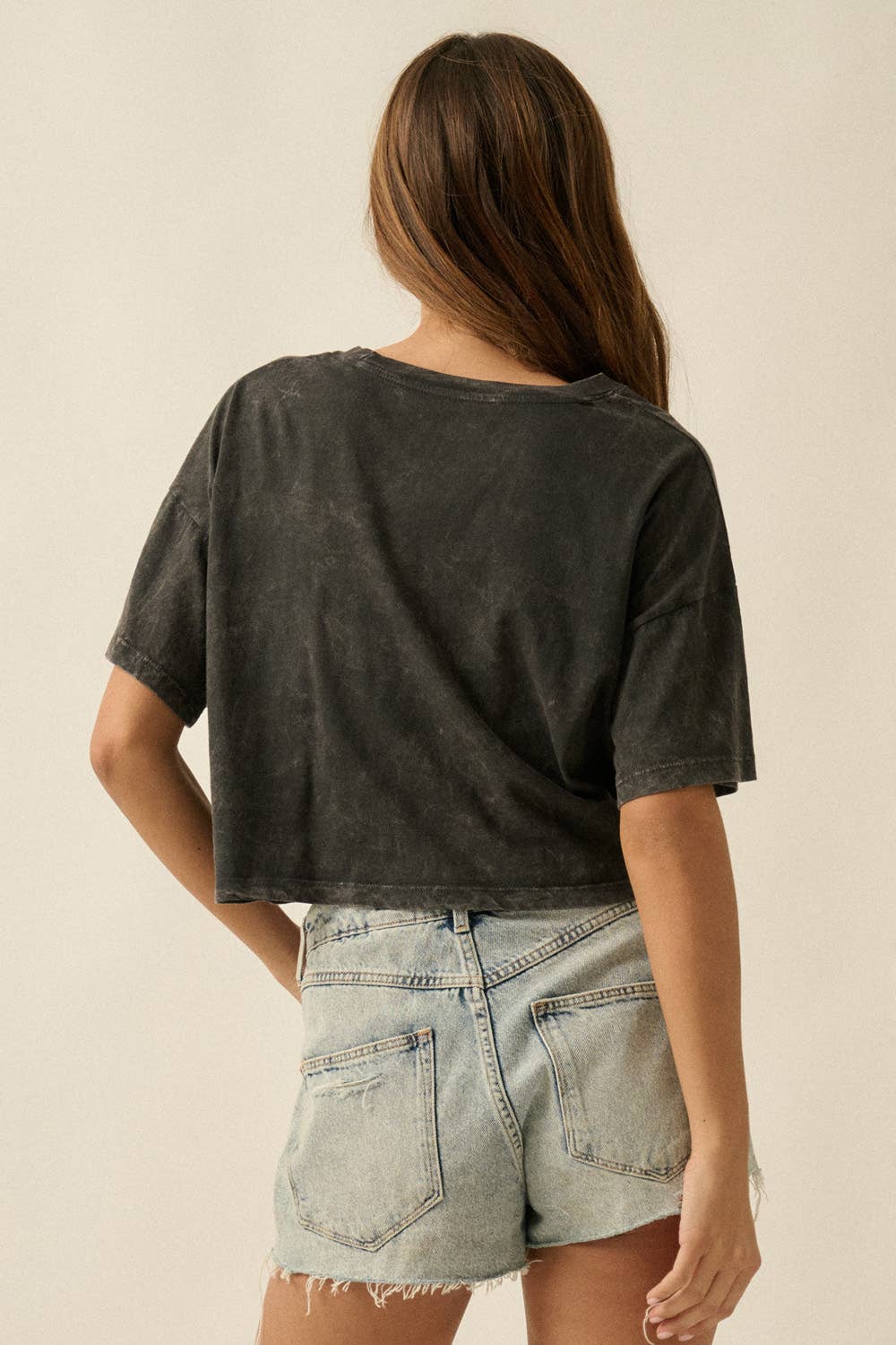Flaming Rose Mineral-Washed Cropped Graphic Tee