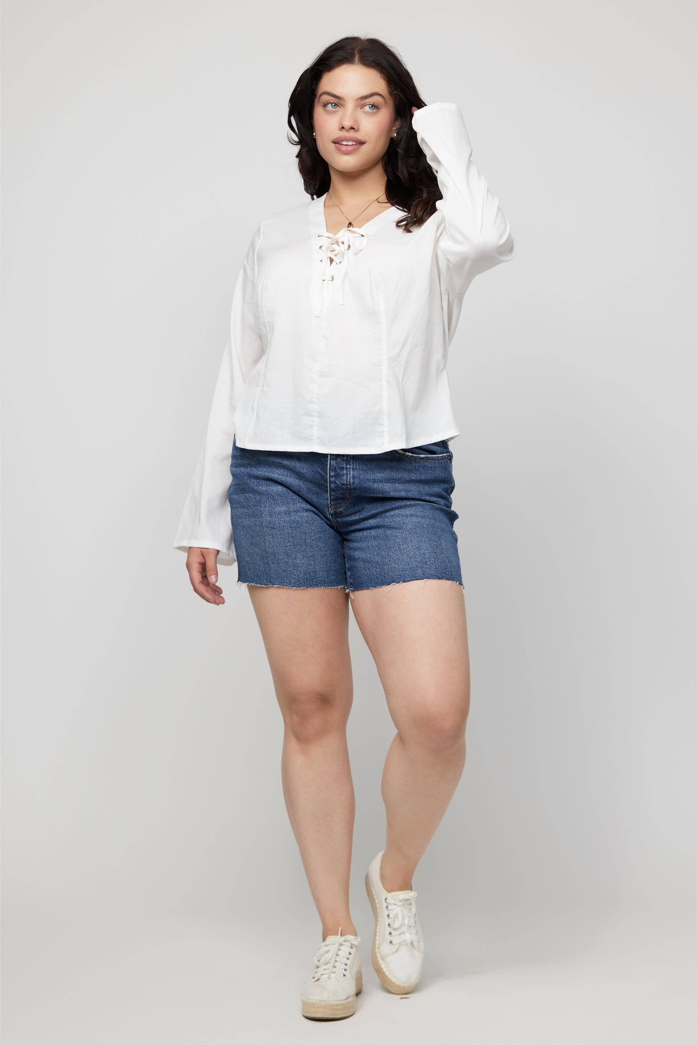 Bedford High Rise Denim Short, Indigo Medium Bright