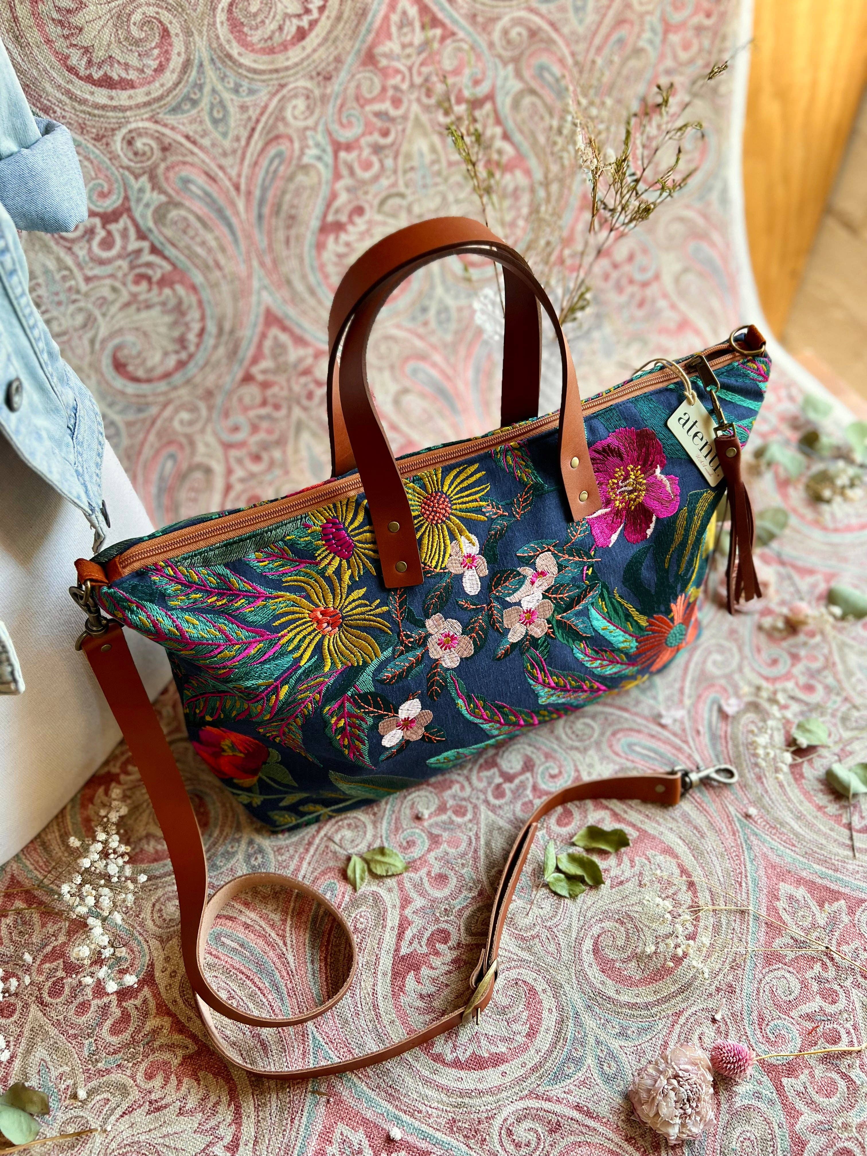 USA Handcrafted Carryall Tote Bag, Flora Buddy Bag