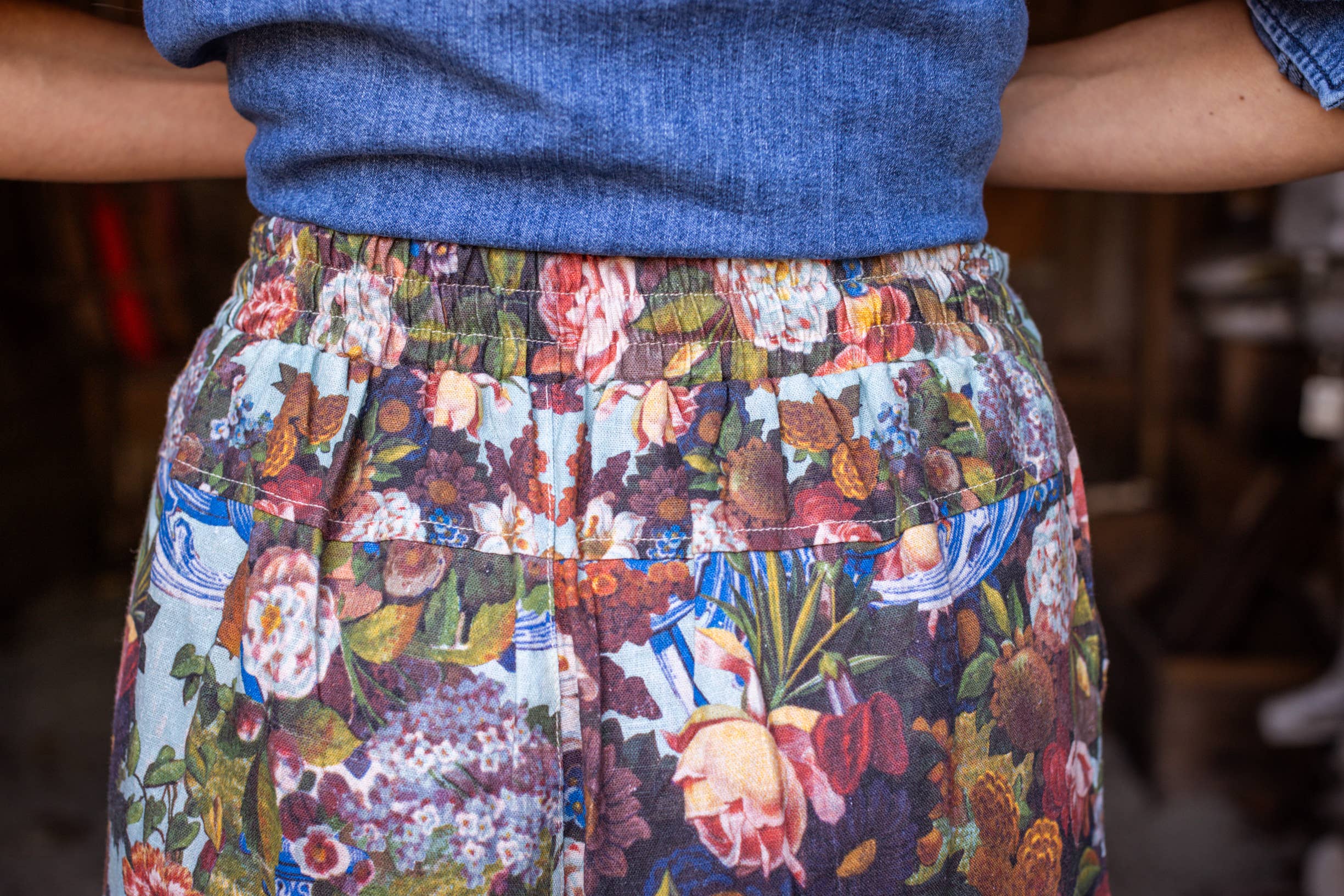 Love Language Linen Cropped Artist Pant w/ Flowers