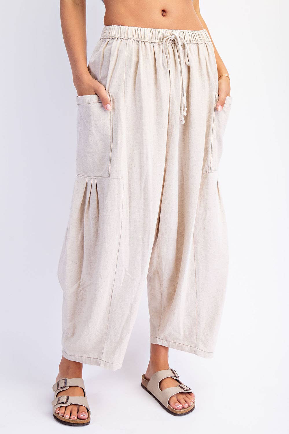 WIDE LEG PANTS: Natural Straw