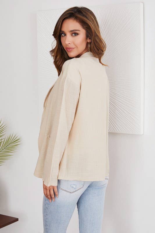 COTTON LINEN BLEND OPEN BLAZER (82397-JACKET)