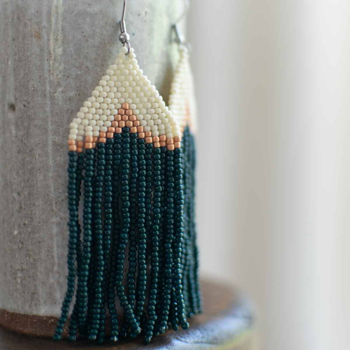 Beaded Fringe Earrings in Adorno