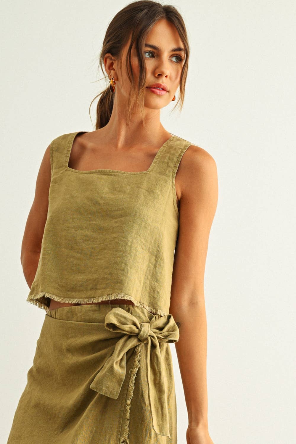 SHORT SLEEVE SQUARE NECK RAW HEM SET