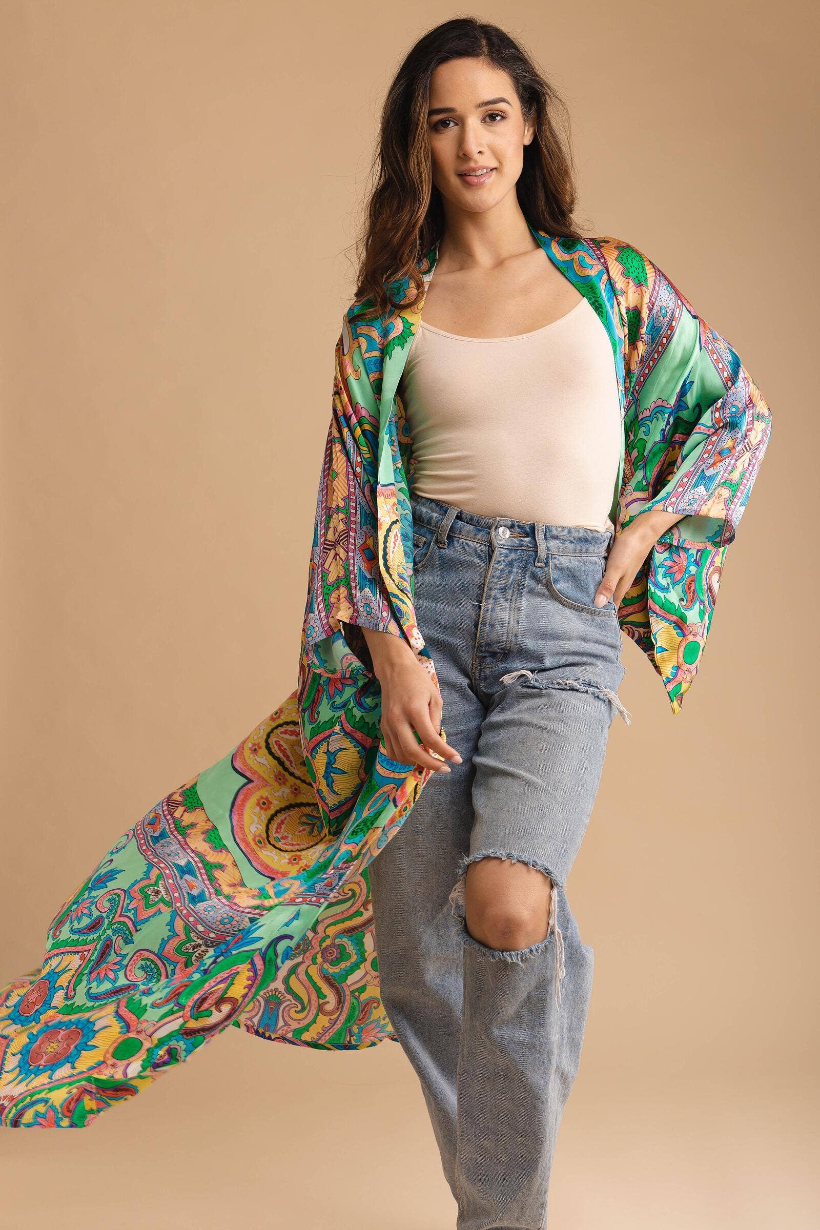 Paisley Mixed Print Kimono Long