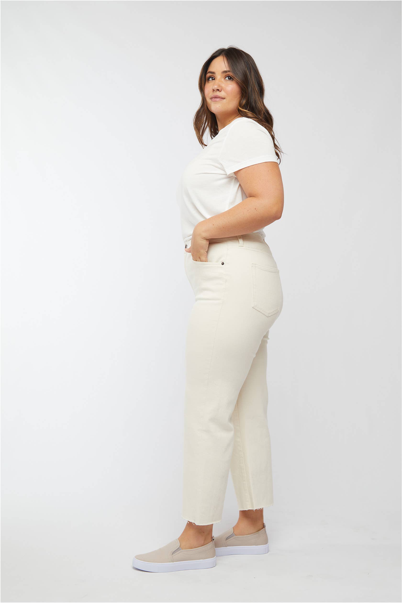 Aberdeen Ankle Crop High Rise Jean, Ecru