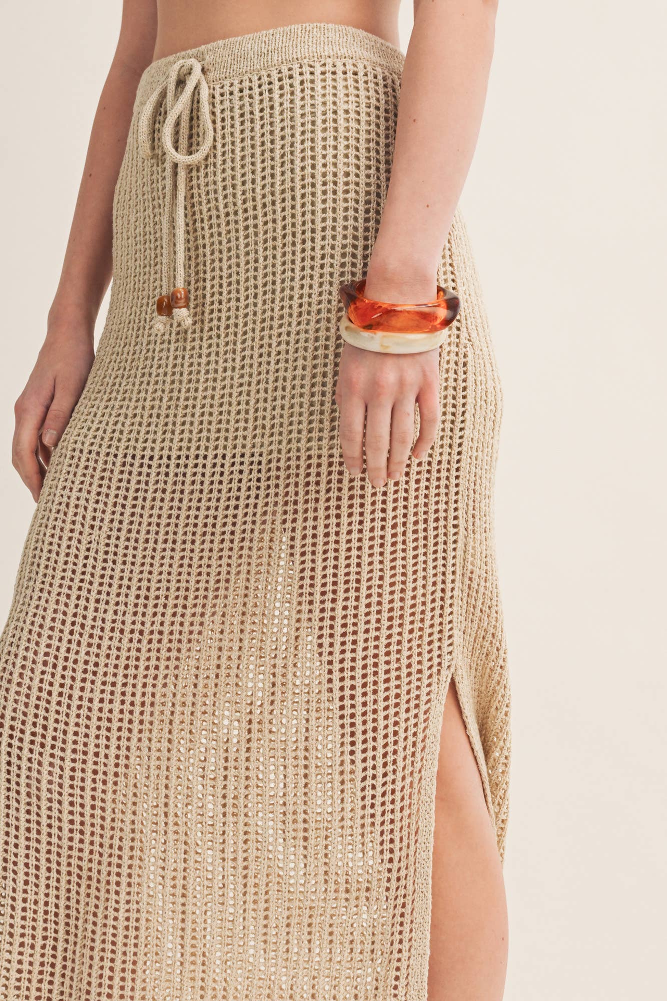 Crochet-Style Two-Piece Set - Wheat