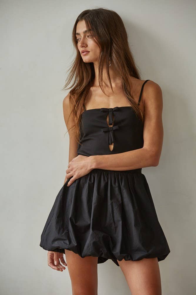 L8710 | Woven Cotton Poplin Balloon Skirt Mini Dress