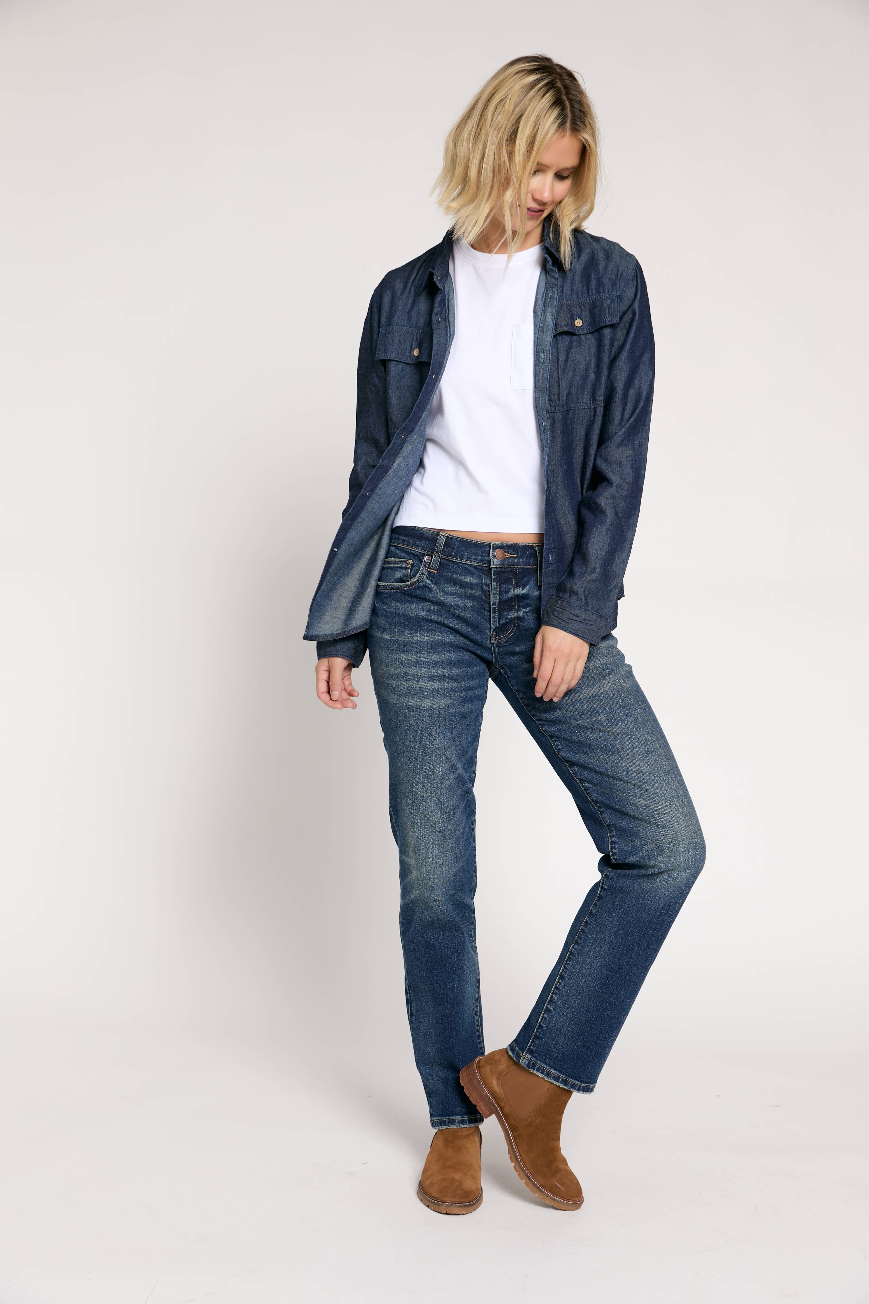 Chester Low Rise Slim Straight Jean, Dark Aged Vintage